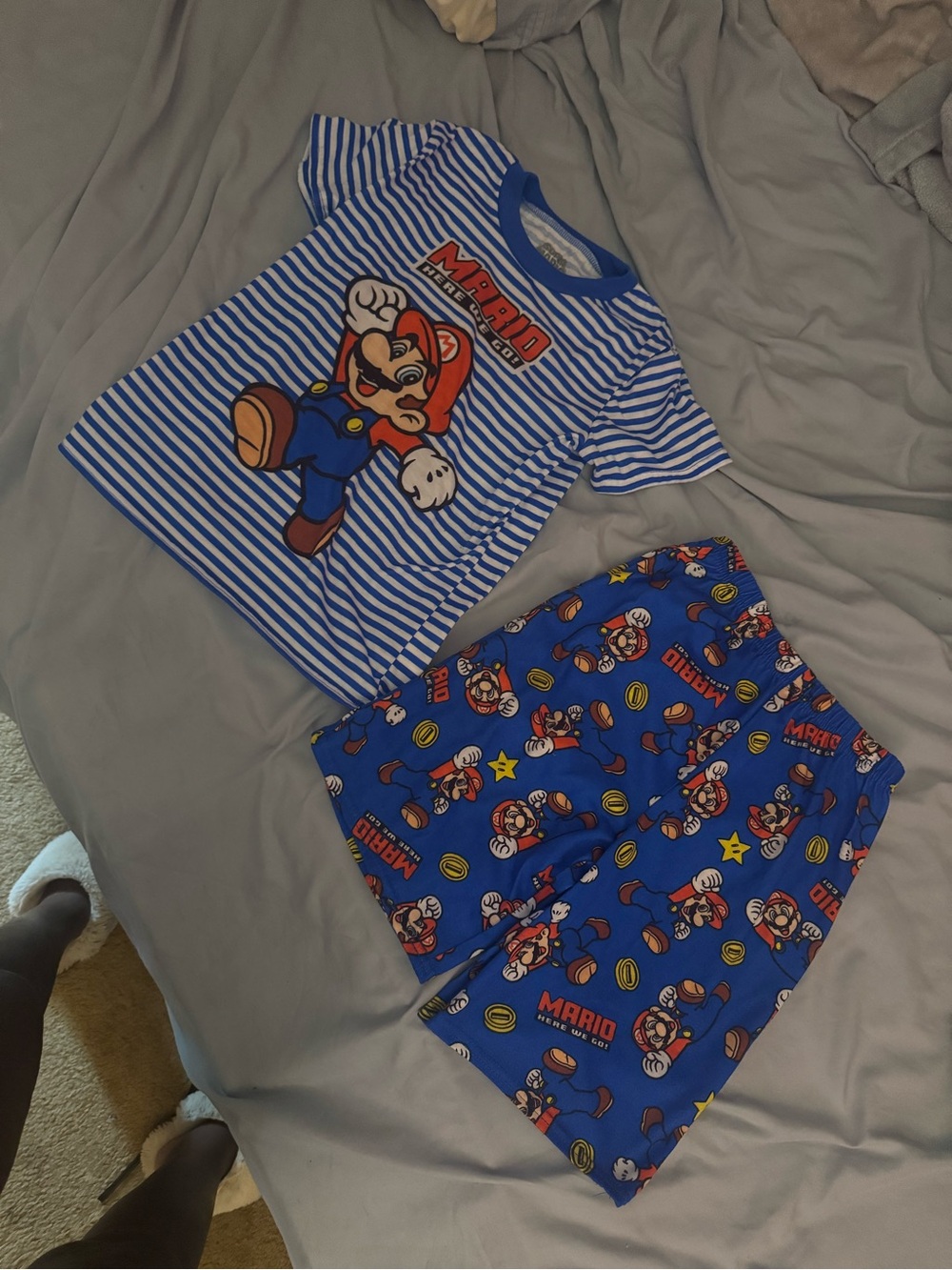 Blue Super Mario Kids Pajama Set - Short Sleeve Top & Shorts